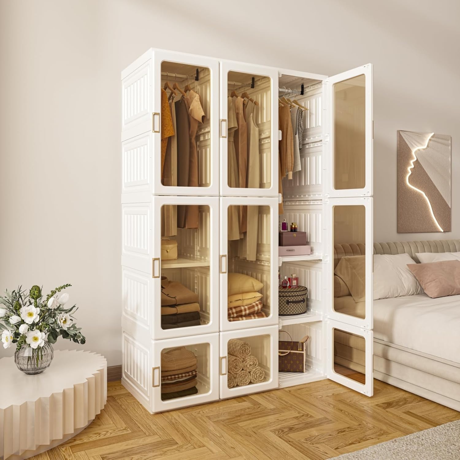 Clóset modular 15 cubos, 9 puertas y 3 barras