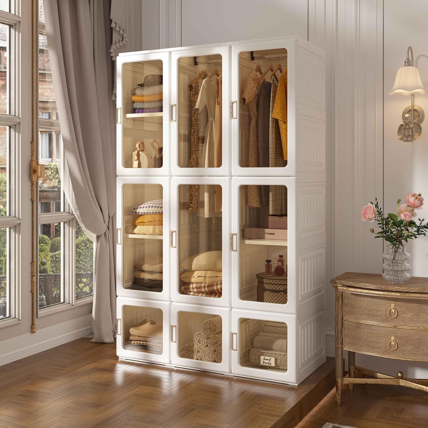 Clóset modular 15 cubos, 9 puertas y 3 barras