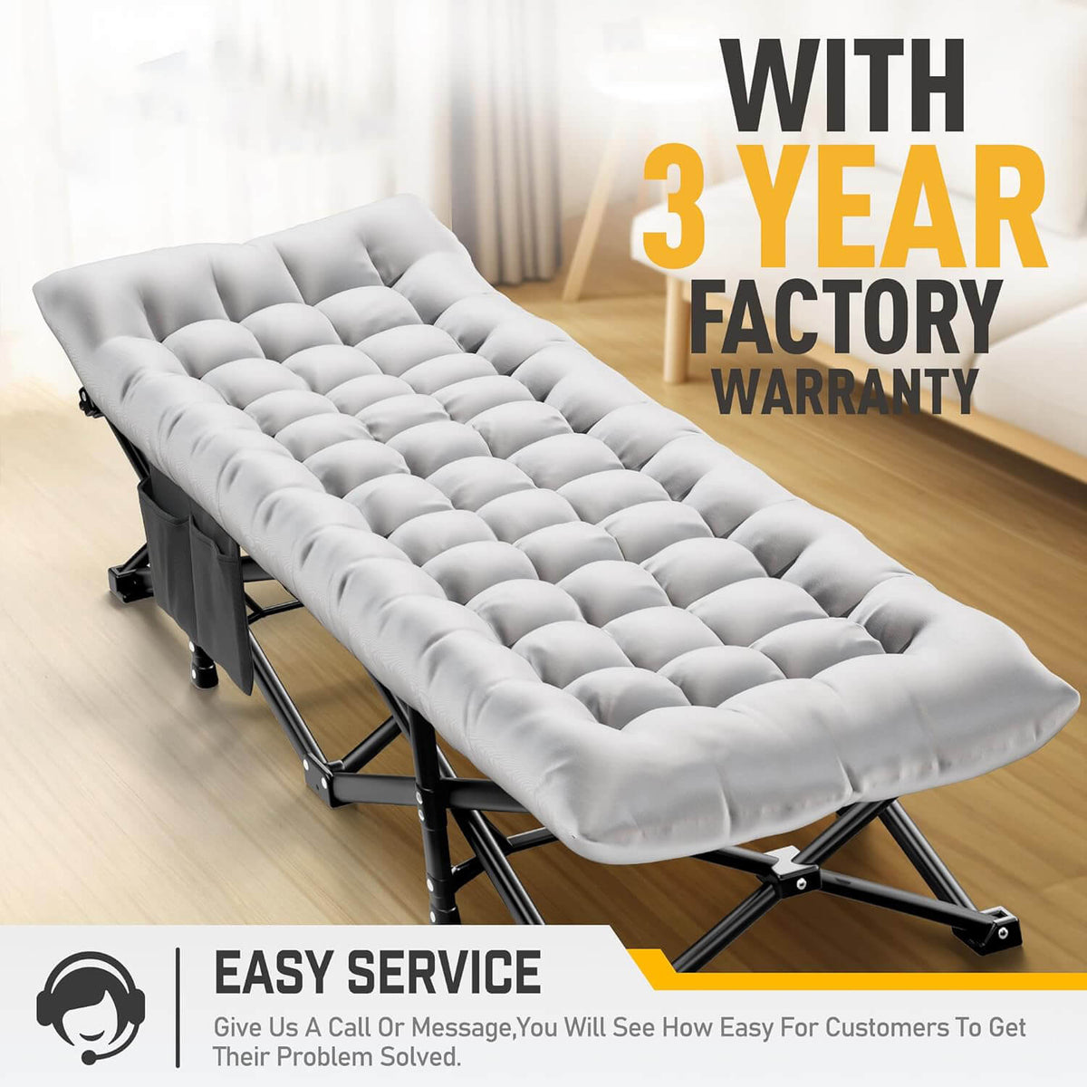Foldable Camp Bed with 4