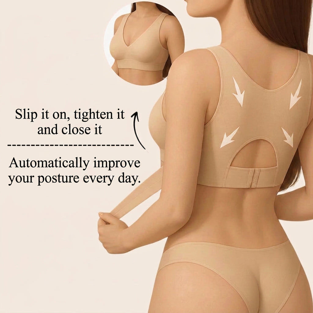 Woman wearing the posture correcting bra